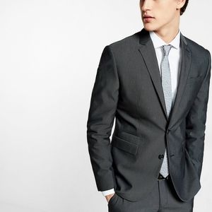 Express photographer fitted Men’s 3 Piece Suit charcoal 31x32 38R M wool blend